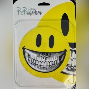 Ron English’s Popaganda Yellow 8 x 8 Smiley Face Patch 100% Polyester